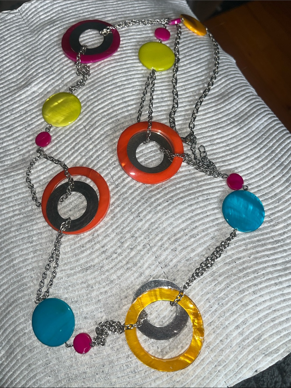 paparazzi 18”Multi-Color Modern Resin Link Necklace - Pink, Yellow, Orange, Blue